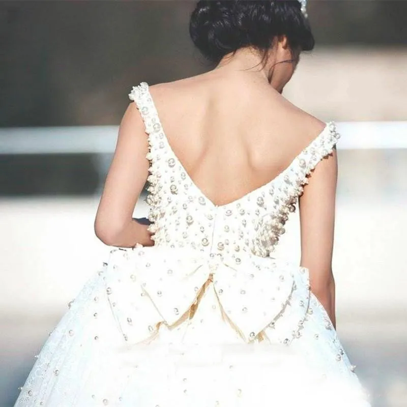 

Vestidos Luxury Princess Wedding Dresses White Ivory Tulle 2022 with Pearls Bridal Gowns Marriage Custom Made