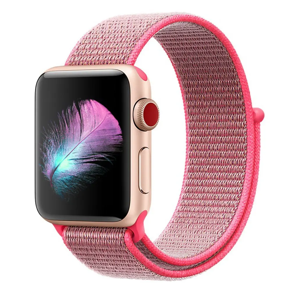Hot Pink Нейлоновый спортивный ремешок для Apple Watch серии 5 4 3 44 мм 40 мм ремешок для часов браслет для iwatch 4 44 мм 42 мм 38 мм 3 2 Hyper - Цвет ремешка: Hot Pink