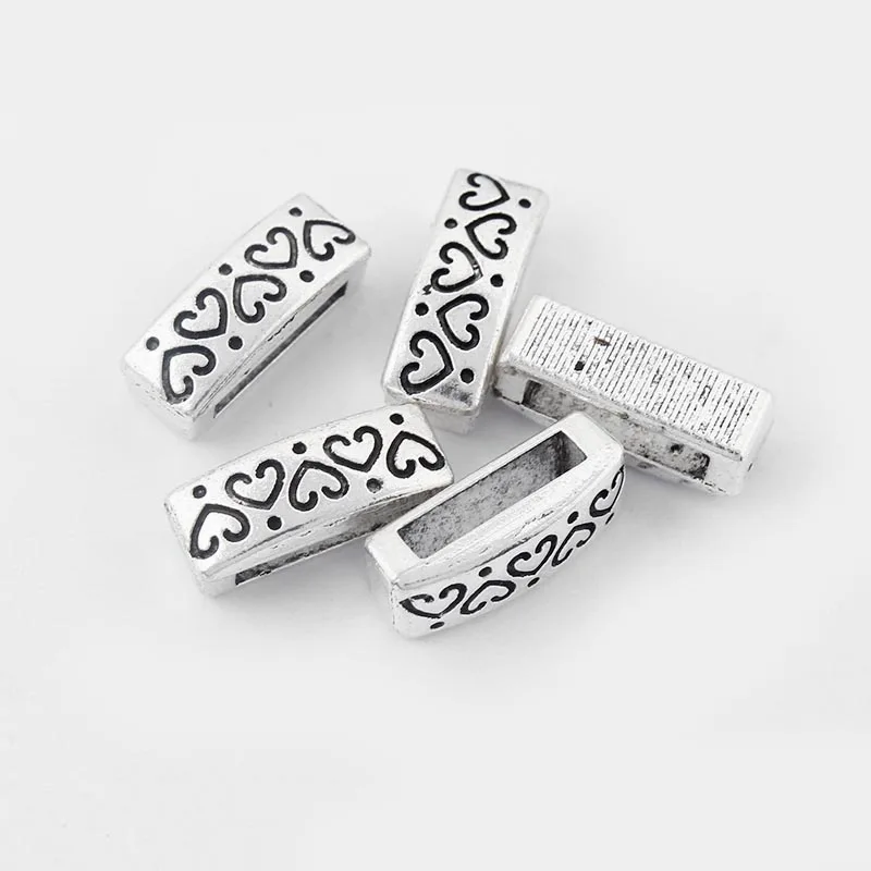 10 шт античные серебряные/Бронзовые/медные/Золотые Плоские Подвески слайдер разделитель бусины для 10*2 мм плоский кожаный шнур браслет ювелирных изделий