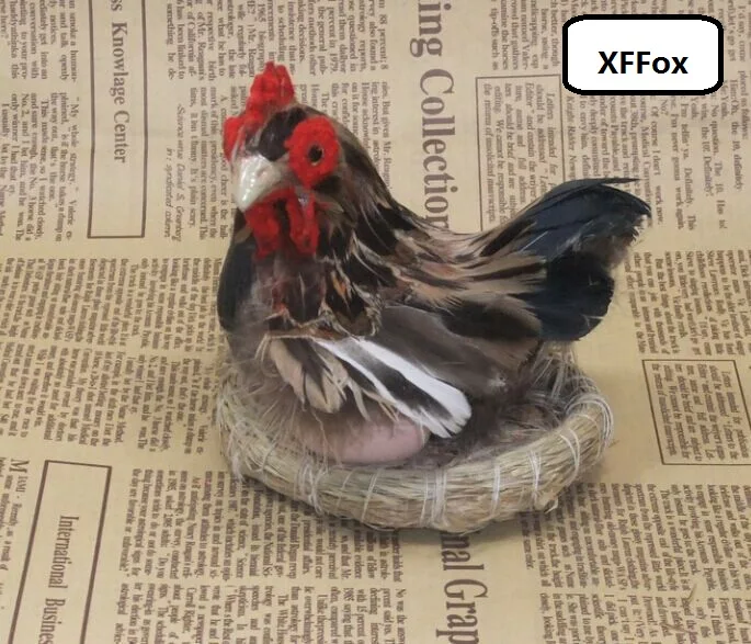 

small cute simulation hen model plastic&furs real life chicken doll with eggs gift about 10x11x10cm xf2058