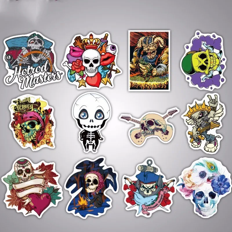 100 шт Новый человеческий череп ПВХ водонепроницаемый стикер для багажа Скейтборд