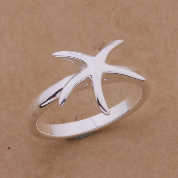 Кольцо на палец в виде милой морской звезды серебристого цвета размер 6 #7 #8 #9 #