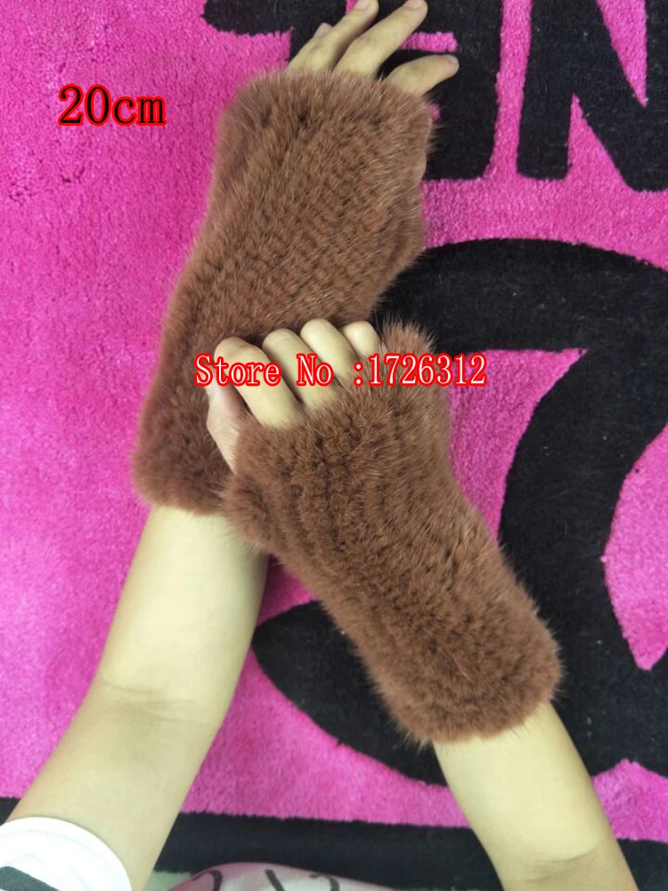 Women 2021paragraph ms. real mink fur half finger gloves cuff knit winter female gloves