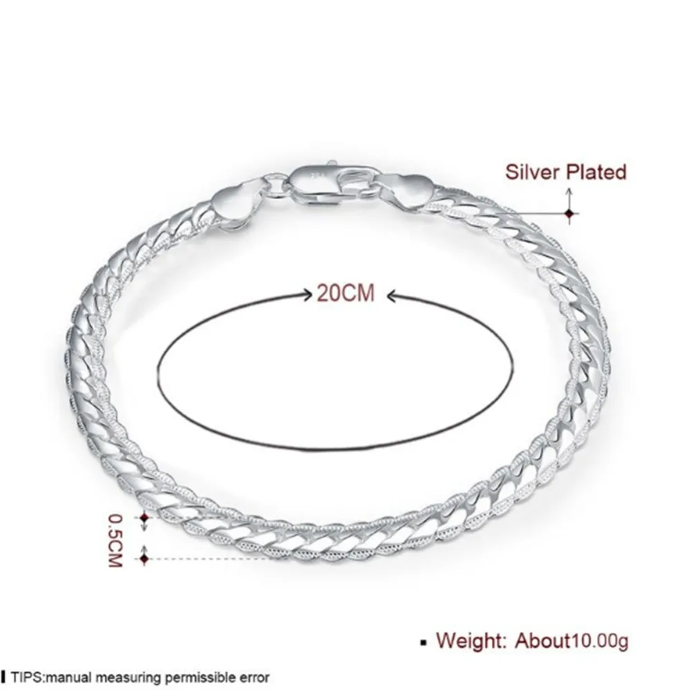 Браслет цепочка мужской/женский серебряный шириной 5 мм 20 см|snake chain bracelet|chain