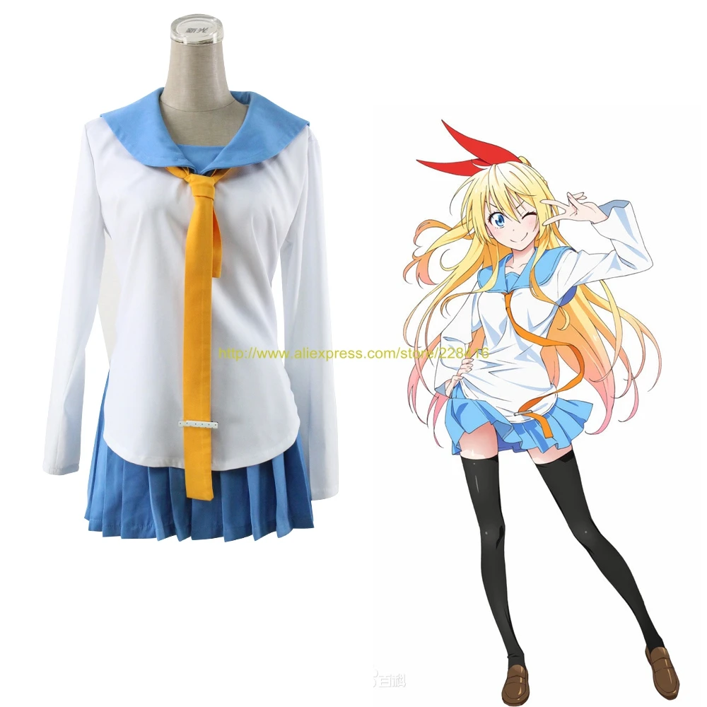 Японский аниме Nisekoi Kirisaki Chitoge Onodera Kosaki ролевой косплей костюм одежда топ и юбка