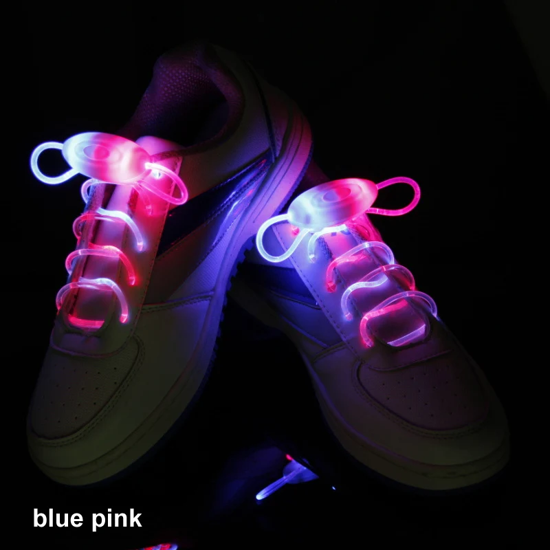 blue pink Светящиеся палочки, 1 пара, светлые шнурки, аксессуары, светодиодный шнурок для обуви, прохладные ночные пробежки, неоновые светящиеся вечерние принадлежности, домашний праздничный товар - Цвет: blue pink