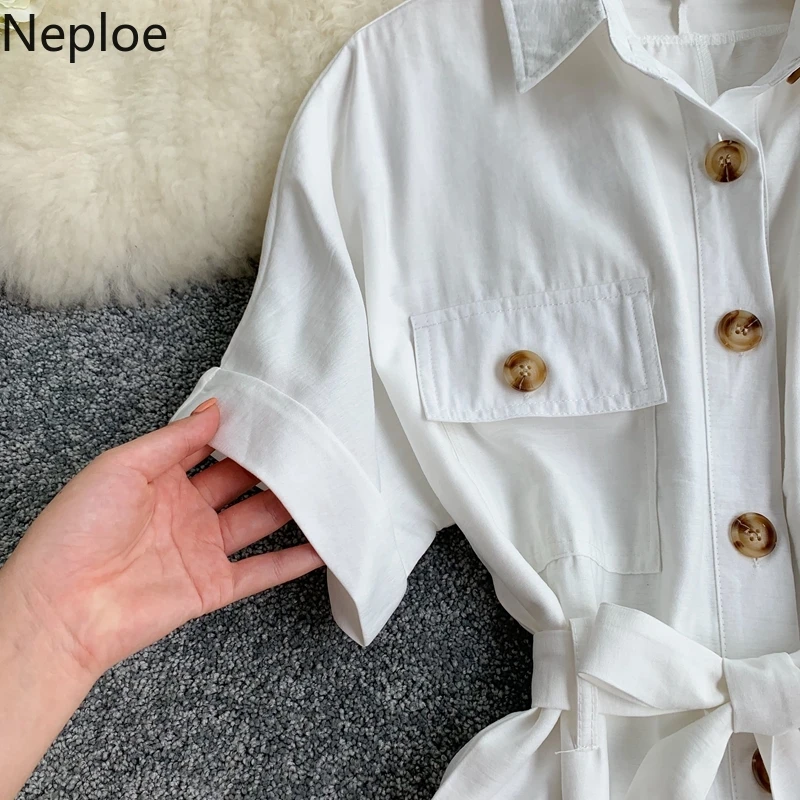 Neploe однобортный женский комбинезон лето 2019 стоячий воротник короткий рукав