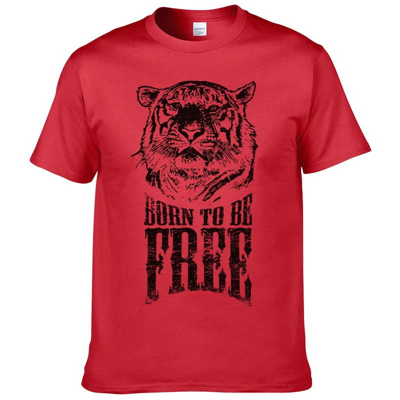 2017 футболка с надписью Born to be free tiger Мужская брендовая одежда принтом животных
