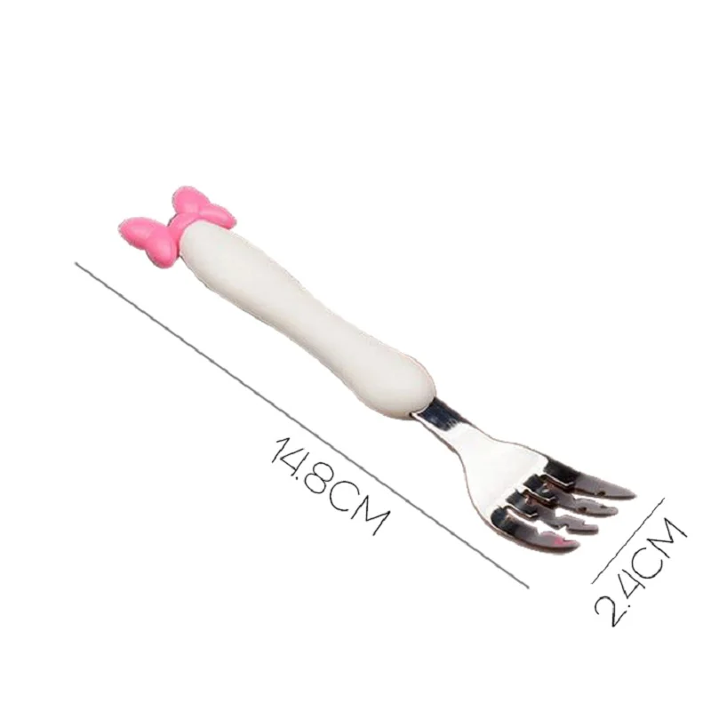 Новая Милая портативная безопасная посуда вилка для кормления детей маленькая