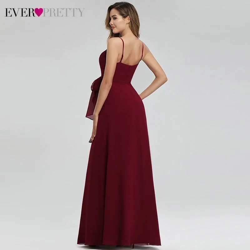 Ever Pretty элегантные Бордовые Платья для подружки невесты длинные трапециевидные