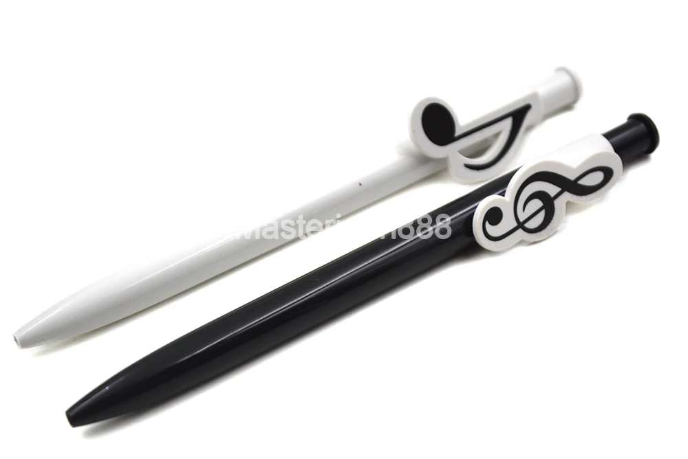 6 шт. пианино музыка Note Treble Clef Paper Ball Point Pen Blue Refill Push on Building Студенческая коллективы