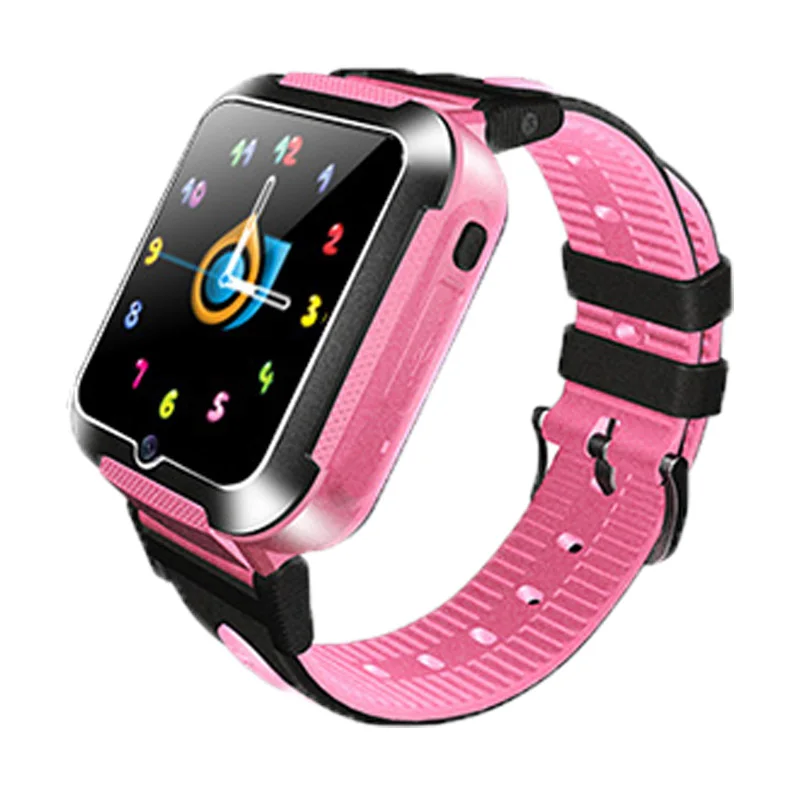 Black Pink Детские часы с gps трекером, SOS, отслеживание местоположения, камера, Детские умные часы с сенсорным экраном, детские наручные часы, iOS, Android - Цвет: Black Pink