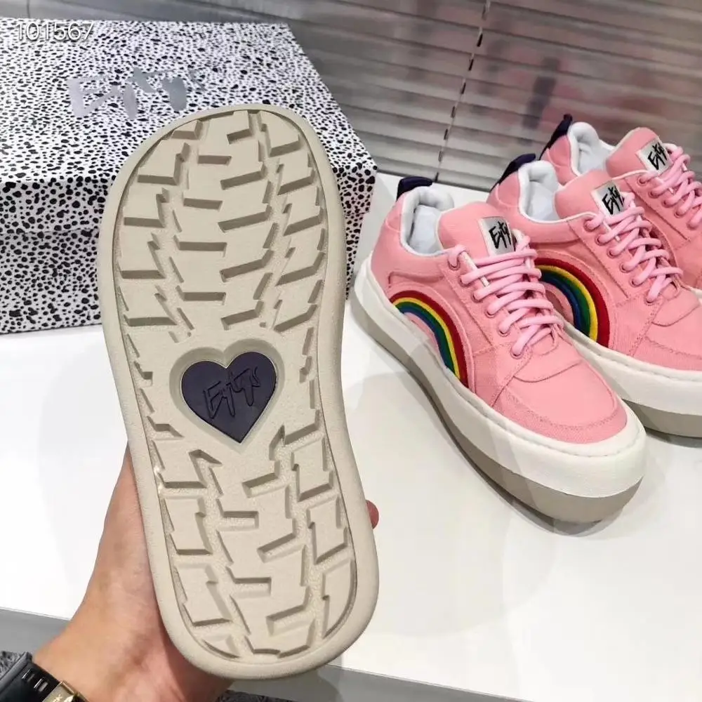 Повседневная парусиновая обувь Женские кроссовки на платформе Радужная zapatos de