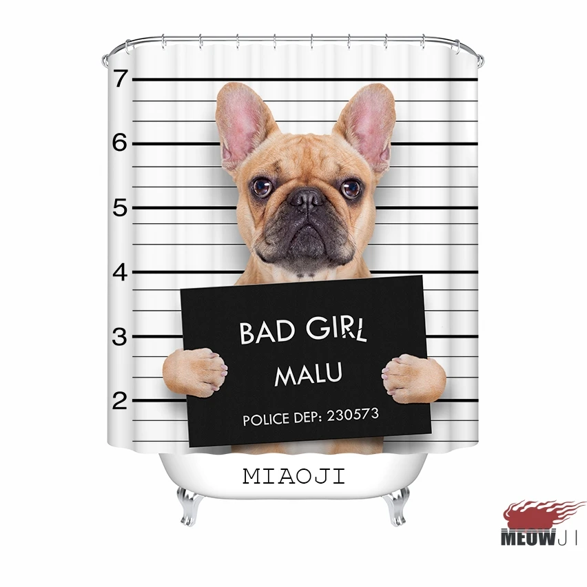 Fashion Cool Dog Droll Puppy Bulldog custom Shower Curtain Bathroom decor various sizes Free Shipping | Дом и сад