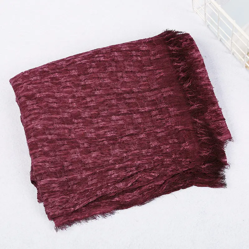 color1 wine red Модный зимний теплый шарф, мягкие шарфы, унисекс, Ретро стиль, теплые, с кисточками, для женщин/мужчин, обертывание, хлопок, 200*70 см - Цвет: color1 wine red