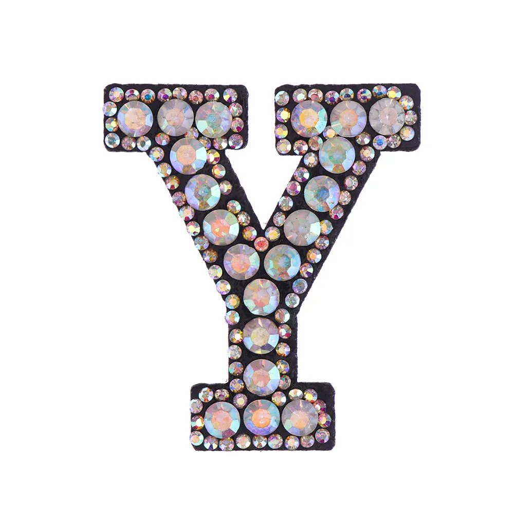 Y A-Z, стразы, буквы, алфавит, аппликация, 3D, железная нашивка, значок для одежды, сумка, обувь, одежда, нашивки для вышивки, поделки своими руками - Цвет: Y
