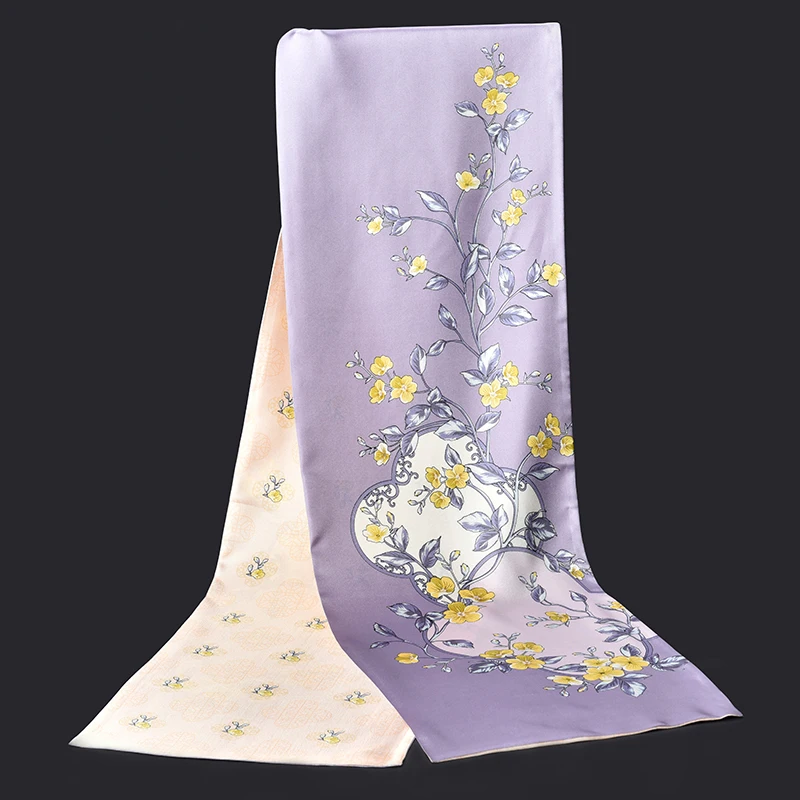 

100% Real Silk Scarf Women Luxury Brand 2021 Shawls and Wraps for Ladies Vintage Print Double-layer Soft Long Pure Silk Scarfs
