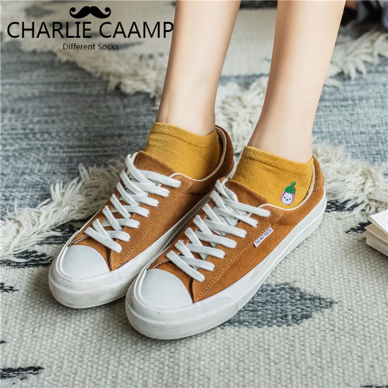 Носки женские хлопковые с вышивкой 12 знаков зодиака 5 шт./лот|Носки-следки| |