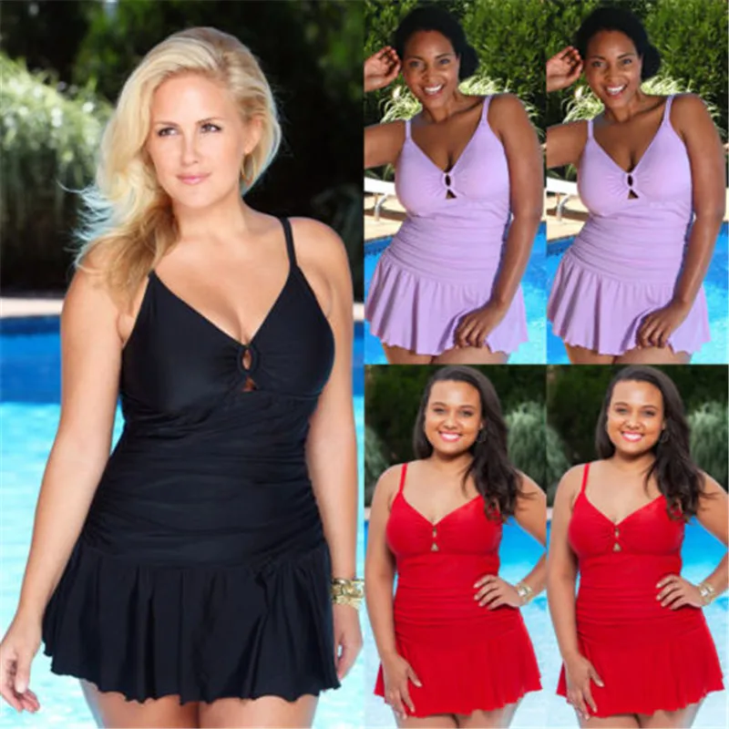 Женский цельный купальник большого размера лидер продаж 2017 однотонный комплект