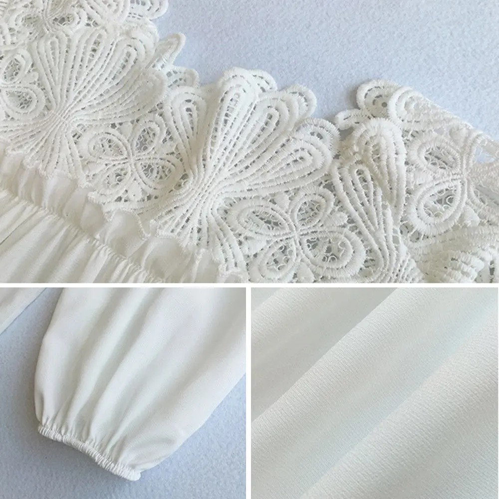 

New Boho Women's Off Shoulder Long Sleeve Slash Neck Casual Lacework Solid Shirts Top Tees Blusas Blouse Tops