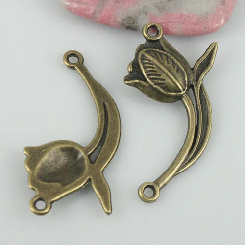 

8pcs antiqued bronze color tulip flower charms EF0565