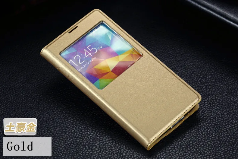 Gold IC чип чехол s для samsung Galaxy S5 SV i9600 9600 Авто спящий чехол Корпус батареи чехол умный вид Окно Флип кожаный чехол - Цвет: Gold