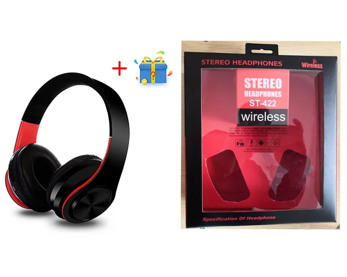 Box red Bluetooth наушники TF карты линии подключить беспроводной гарнитуры Стерео havy бас Hi-Fi наушники аккумулятора для мобильного телефона - Цвет: Box red