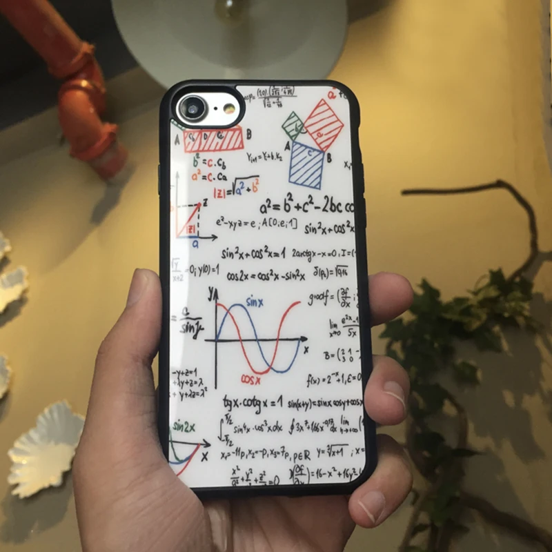 360 Full Protect Shell For iphone 7 8 Math Figure Fundas Fashion Soft Silicone TPU Acrylic Mirror Phone Case Equation Graph Capa |
