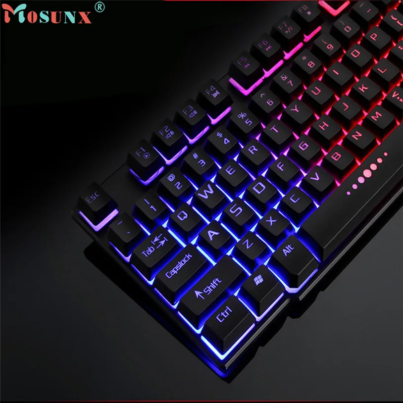 Mosunx цветной трещина светодиодный с подсветкой USB Проводная ПК Радуга игровая