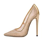 Женские туфли на высоком каблуке 12 см, весенне-осенние туфли из сетчатого материала, свадебные туфли-лодочки, C015A, размера плюс