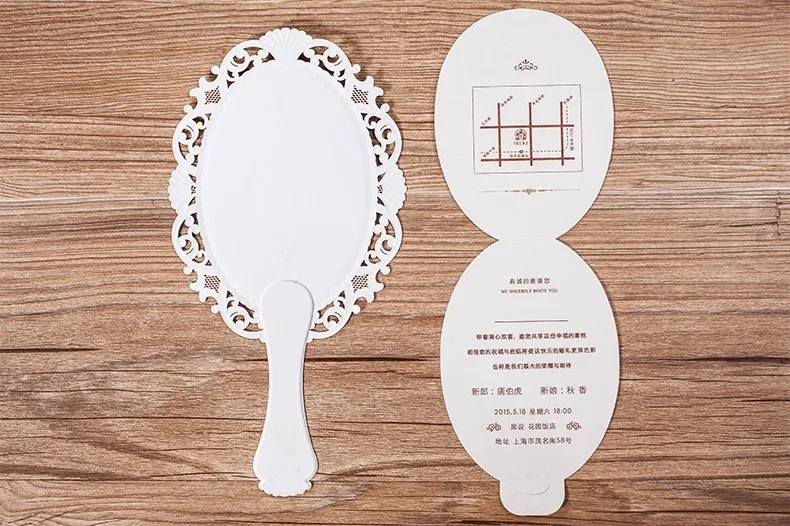 Новый стиль розовый зеркало Форма лазерная резка Свадебная Открытка Приглашения
