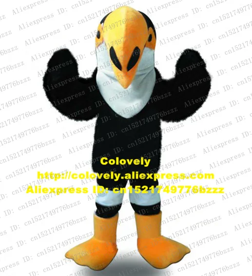 Черно белый талисман Toco Toucan Barbet Hornbill Cormorant Pelican костюм с большими желтыми острыми