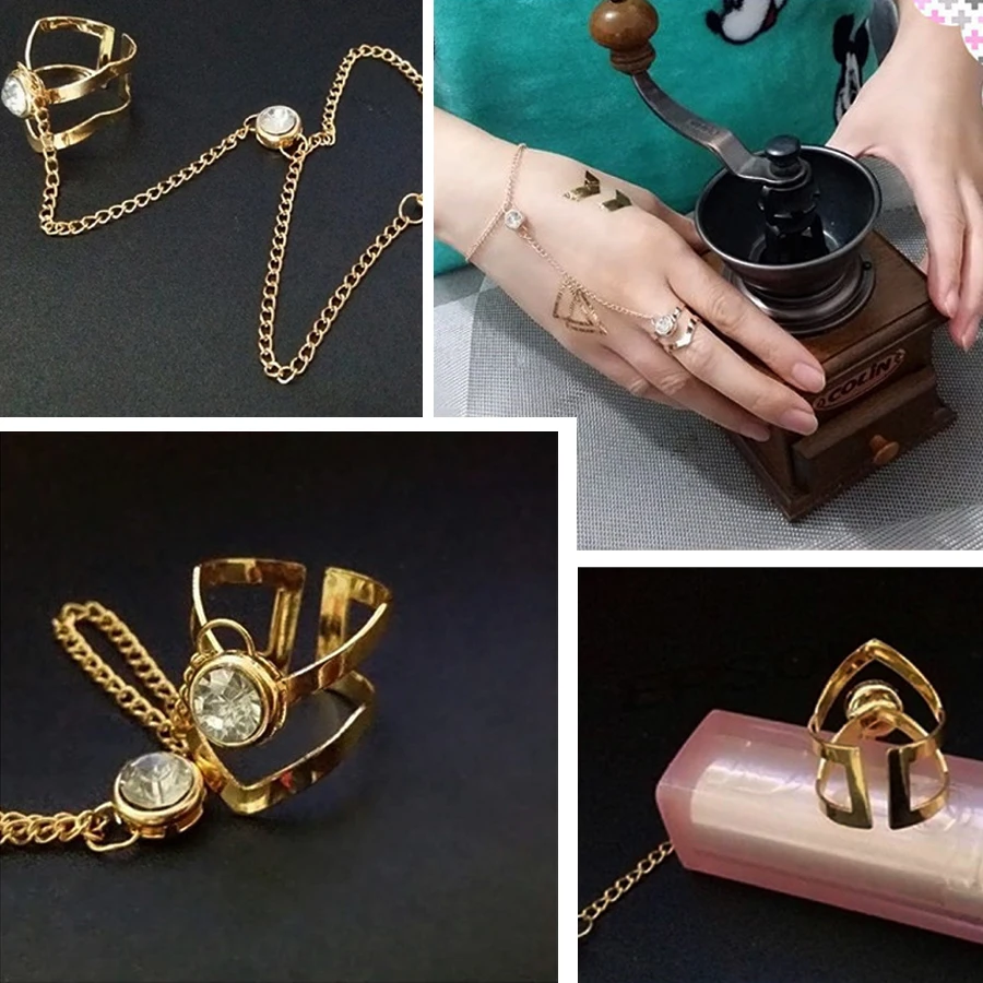 Женские и мужские кольца цепи SHEEGIOR модные украшения с золотыми стразами |