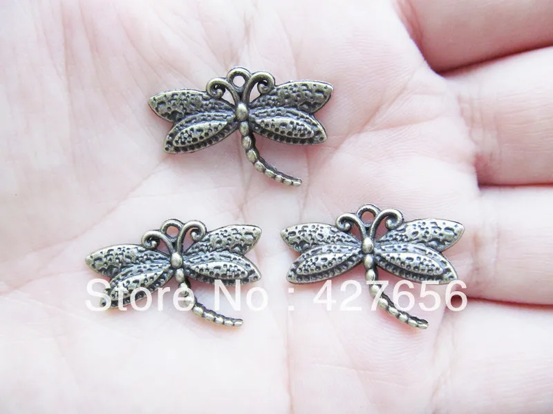 20 шт античный серебряный тон/с бронзовой филигранью под старину Стрекоза