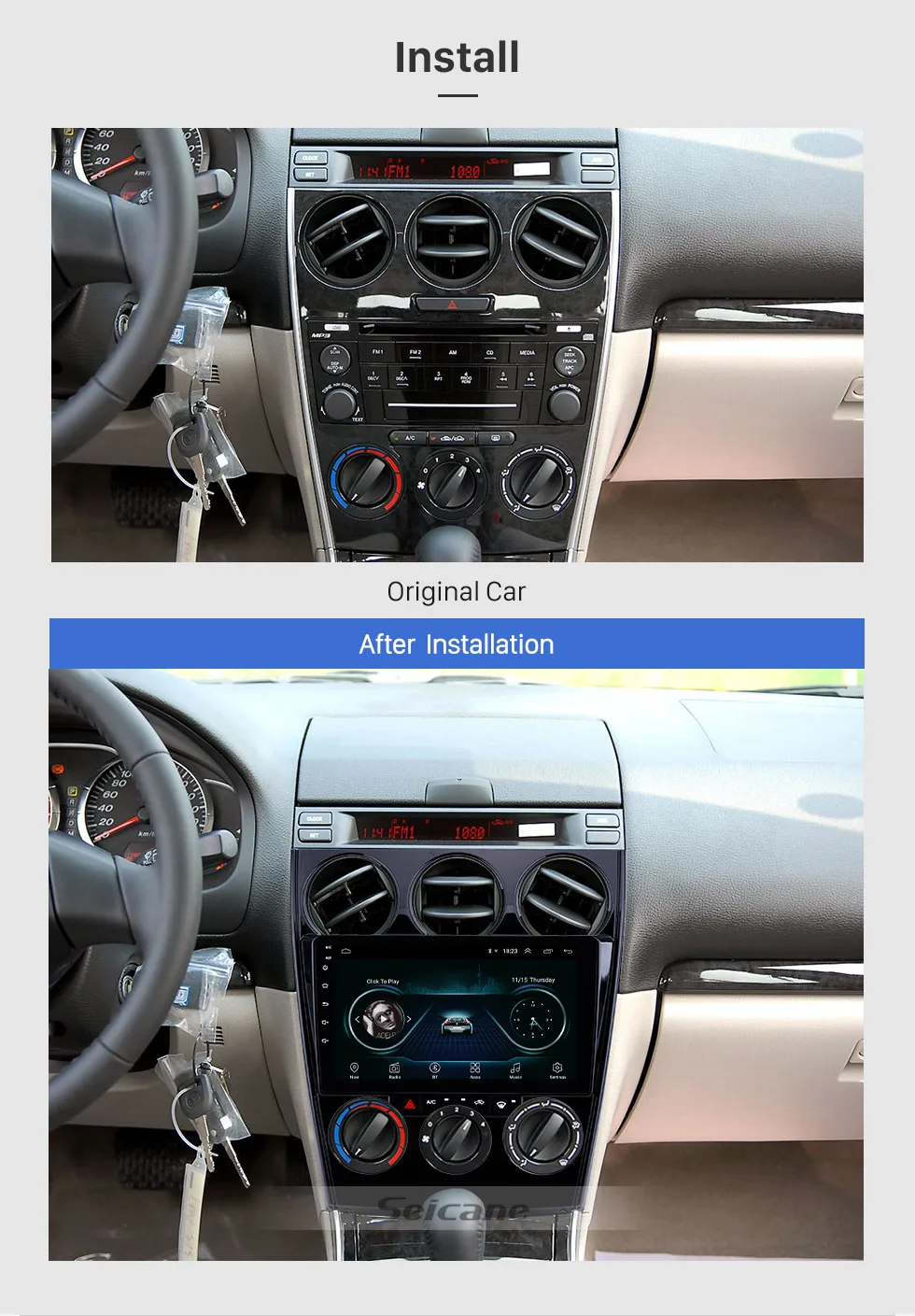 Seicane Android 8,1 " gps Bluetooth навигация для старых Mazda 6 2004-2013 автомобильный радиоприемник с 1080P DVR управление рулевым колесом