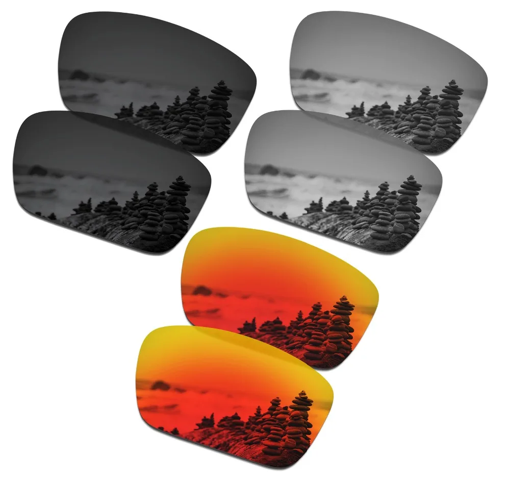 

SmartVLT 3 Pairs Polarized Sunglasses Replacement Lenses for Oakley Fuel Cell Stealth Black and Silver Titanium and Fire Red