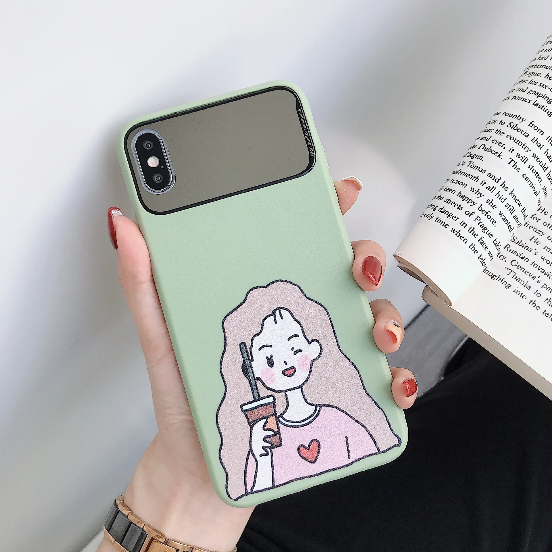Cute Cartoon Couple Korean Phone Case For iPhone 7 Puls 6 6S 8 Retro Mirror Silicone Soft X Xr XsMax Xs |