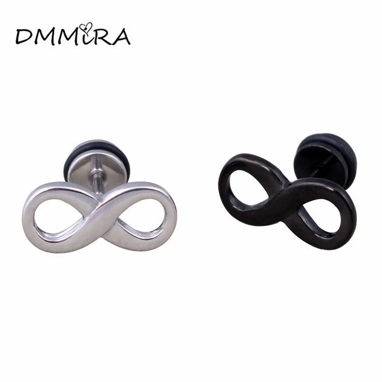 Модные женские и мужские серьги в стиле панк с цифрой 8 цвет золотистый черный