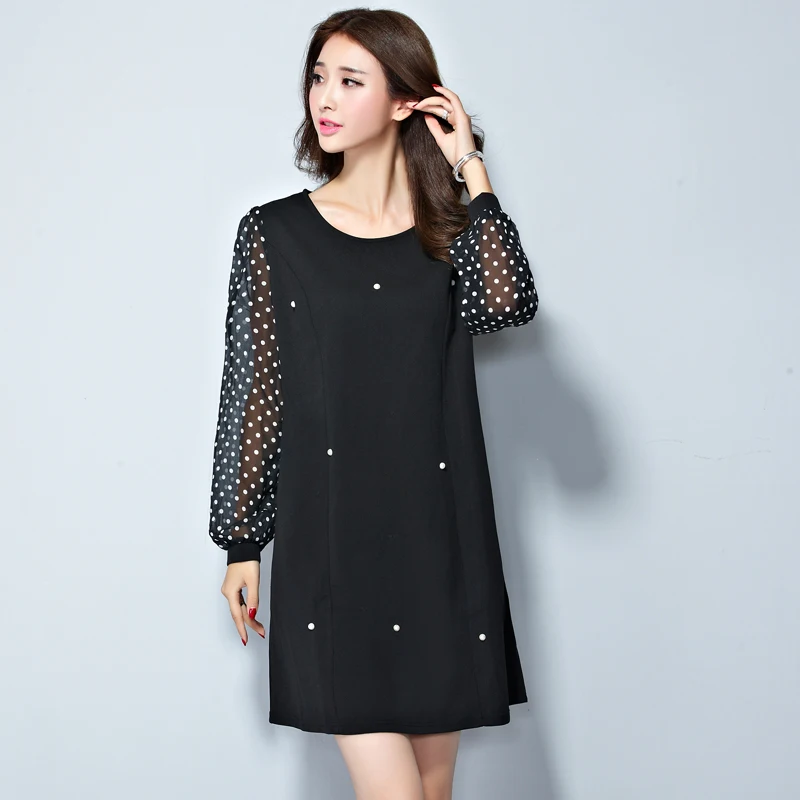 Бесплатная поставка женская Новых Длинными Рукавами Шифон Dress Женщины Мода