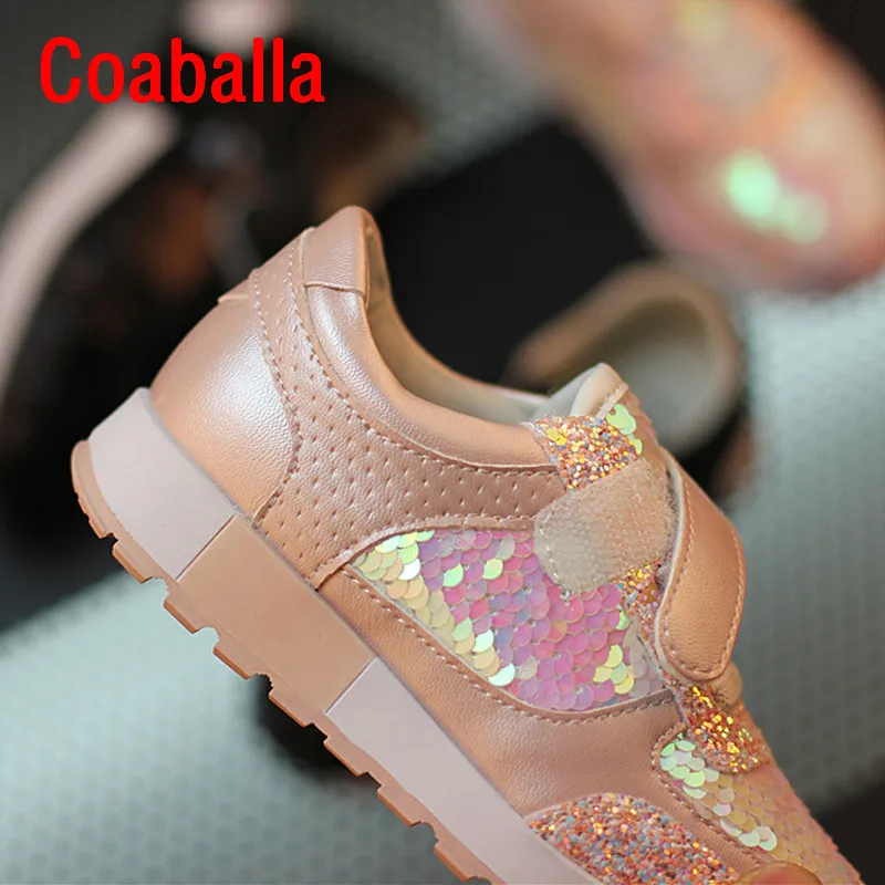 Блестящие Кроссовки для маленьких мальчиков и девочек с блестками русалочкой