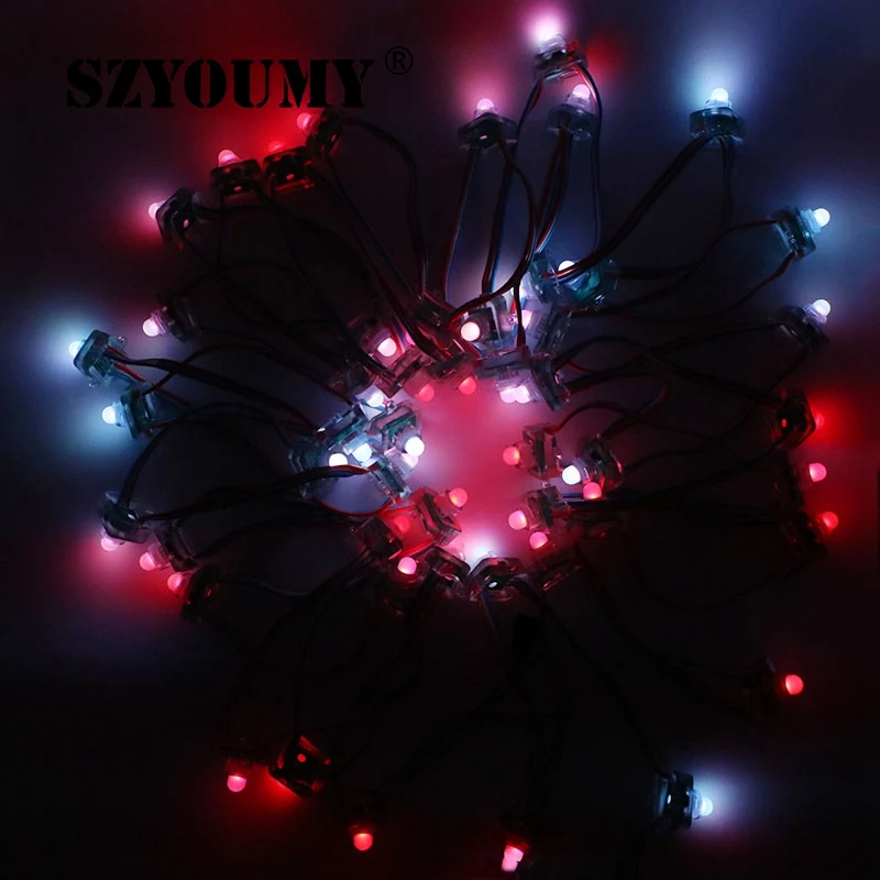 

SZYOUMY DC5V 12V 12mm 2811 Square Diffused Digital WS2811 Addressable RGB LED Pixel String IP68 Waterproof Modules