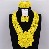 dudo jewelry african beads bridal jewelry set yellow nigerian wedding necklace set jewellery free ship handmade flower beads new