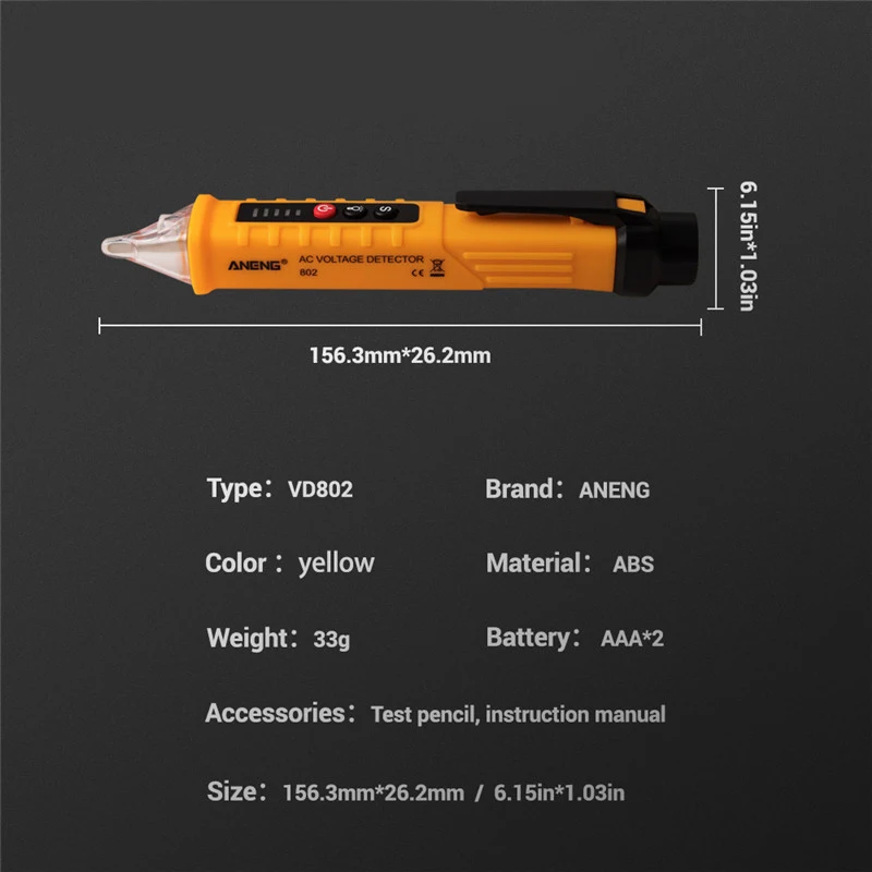 Novel AC 12~1000V Non-Contact Electric Voltage Alert Detector Test Pen Shipping | Инструменты