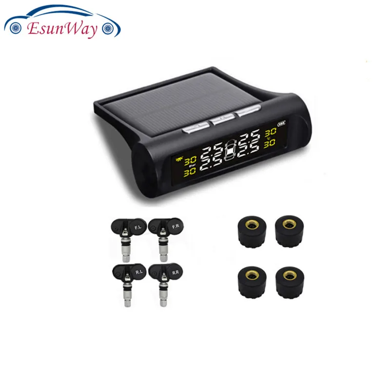 Solar TPMS Car Tire Pressure Alarm Monitor System 4 Wheel Internal External Tyre Sensor Temperature Alert D02W D02N D01W Visture |