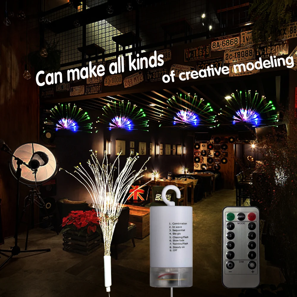 100 LED Remote Control Hanging-up Starburst Fairy String Light Battery Copper DIY Explosion Firework Christmas Bar Xmas Star | Освещение