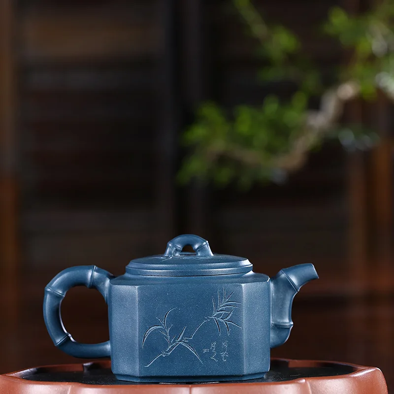 Yixing Purple Sand Pot Famous Artisans Hand-made Raw Mine Green Mud Sifang Zhujin Kungfu Teapot Teaware Gift | Дом и сад