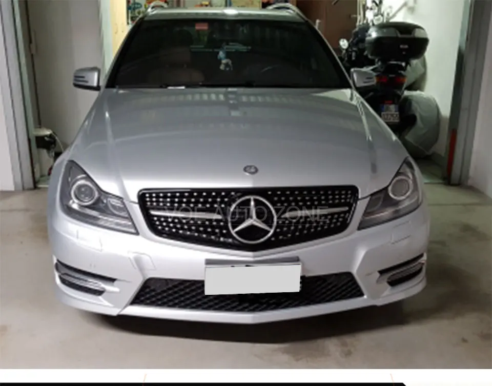 Mercedes W204 Алмазный Стиль передний гоночный гриль решетка для Benz W204 c-класс C180 C200 C220 C260 C300 черный/серебристый 2008-2013