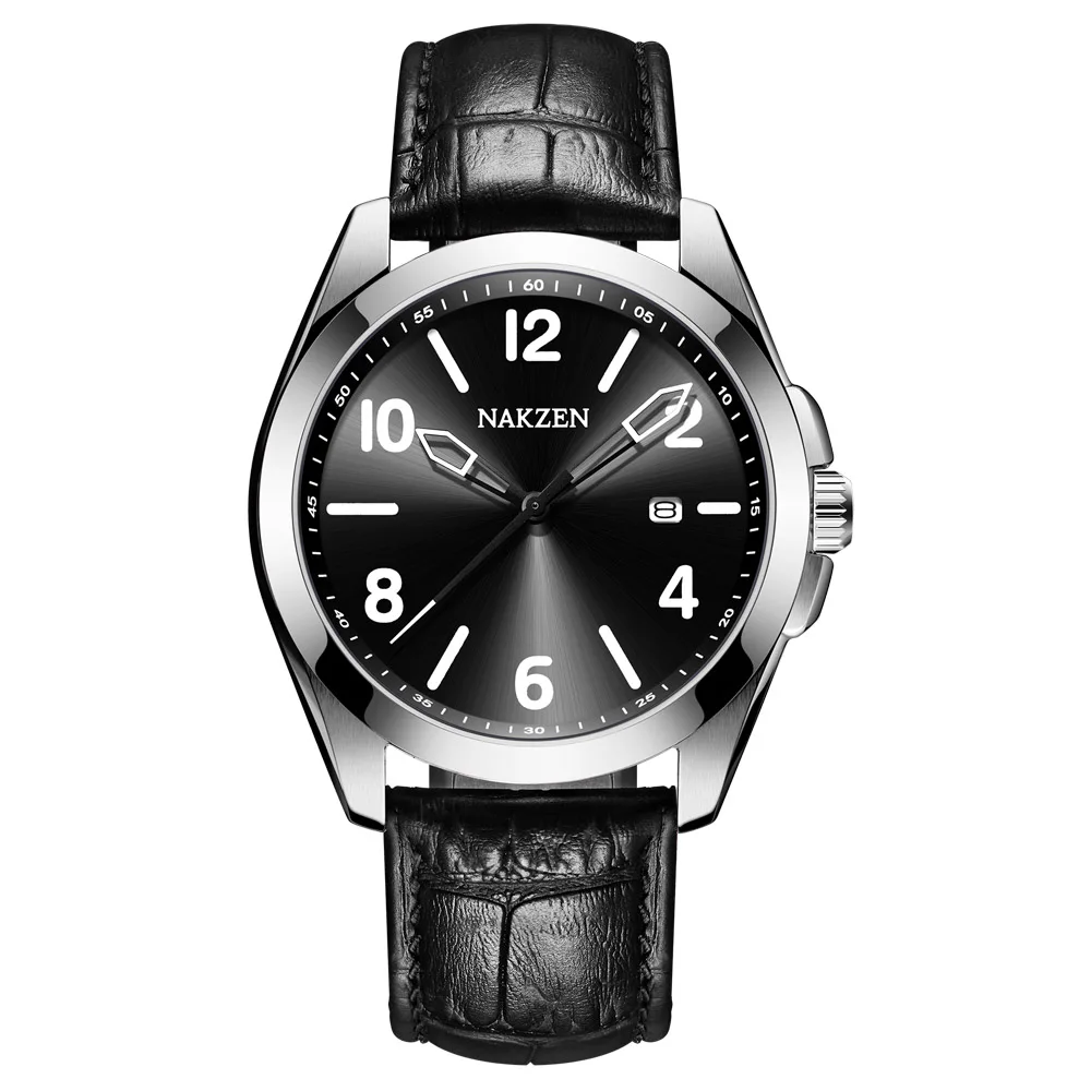 Black Relogio Masculino, мужские часы, Топ бренд, Роскошные наручные часы, мужская мода, спортивный стальной чехол, мужские часы с кожаным ремешком, часы - Цвет: Black