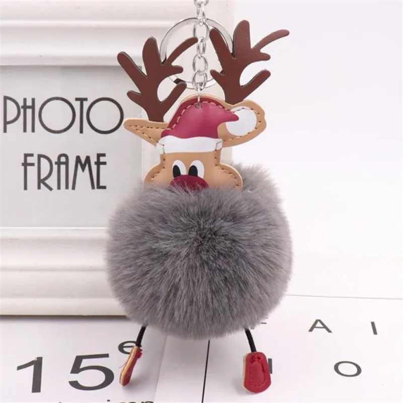 Santa Claus plush elk hair ball key ring pendant toys keychain ladies car bag Christmas birthday gift 8cm high | Игрушки и хобби