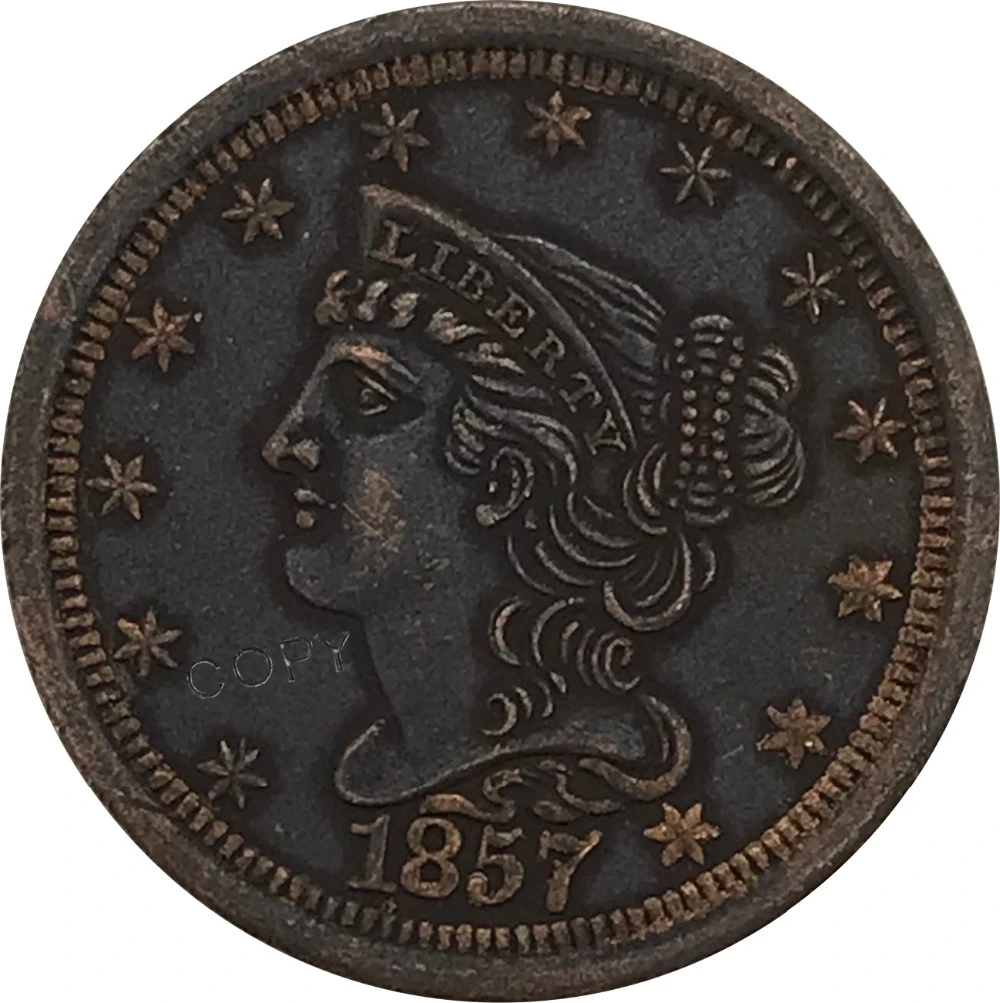 

1857 доллар США Пол-цента красная медь красная медная копия монеты